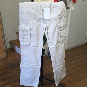 Bershka Beige Cargo Pants with Utility Pockets